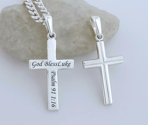 Collana Con Croce In Argento 925 Per Battesimo E Comunione - Ciondolo 1,3cm Con Catena 40+5cm - Regalo Religioso Per Bambine E Bambini - 3