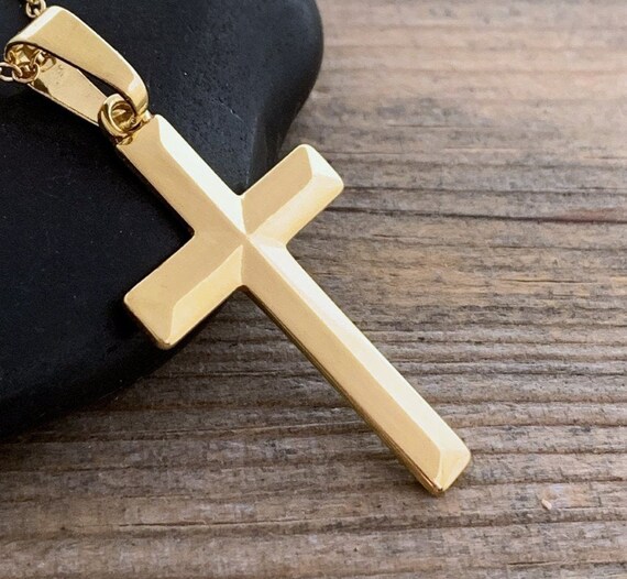 Gold Men Cross Necklace. Engraving NOT 
