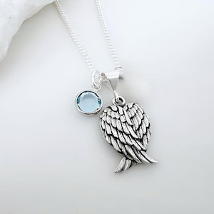 Sterling silver Angel wings Necklace, Solid Silver Guardian angel & Initial or choose charm Angel Wings, Wing Jewelry, Choose chain Italian