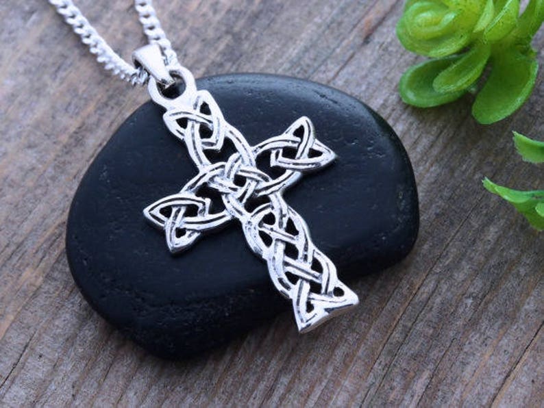 Irish Trinity Knot Cross Necklace Sterling Filigree Knotted Etsy