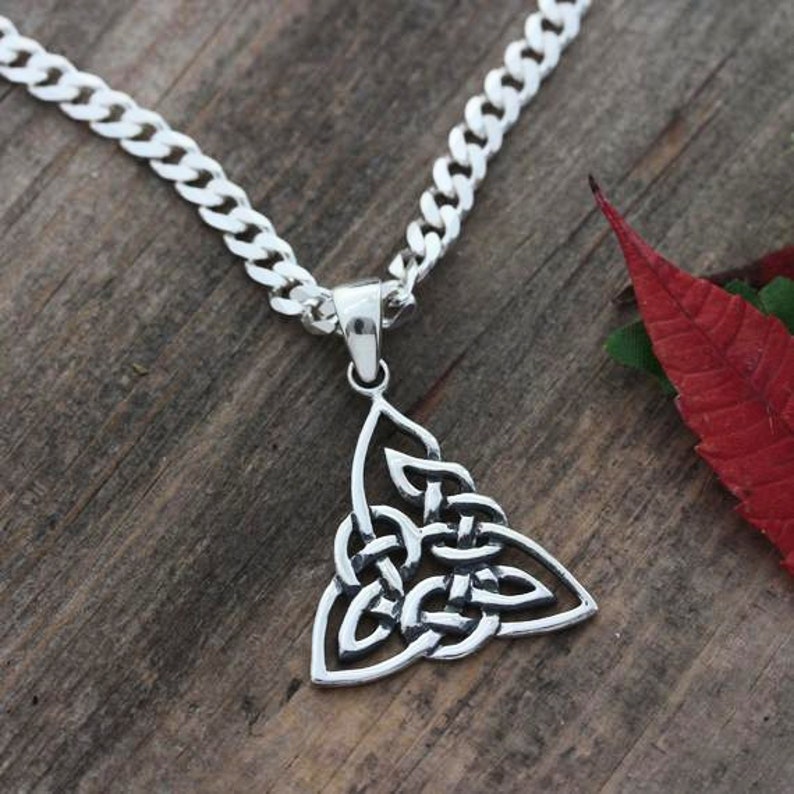 Trinity Knot necklace, Sterling silver Triquetra Knot Necklace, Celtic Knot Pendant, Choose chain / Leather. Mens Necklace, Unisex. 071li image 2