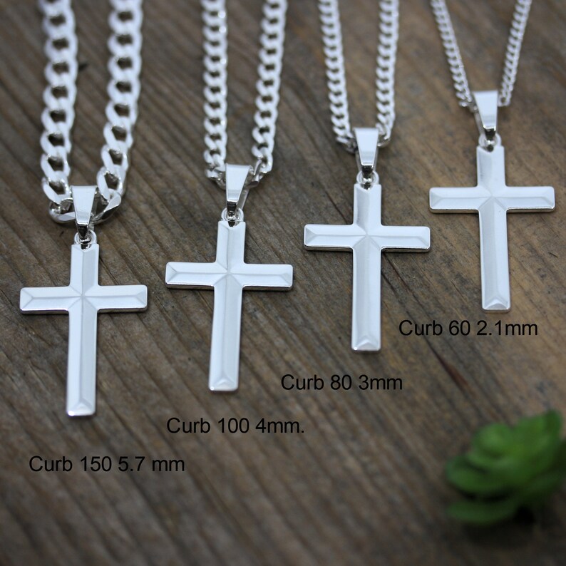 Silver mens cross. Sterling Silver Large Cross Necklace Mens Etsy