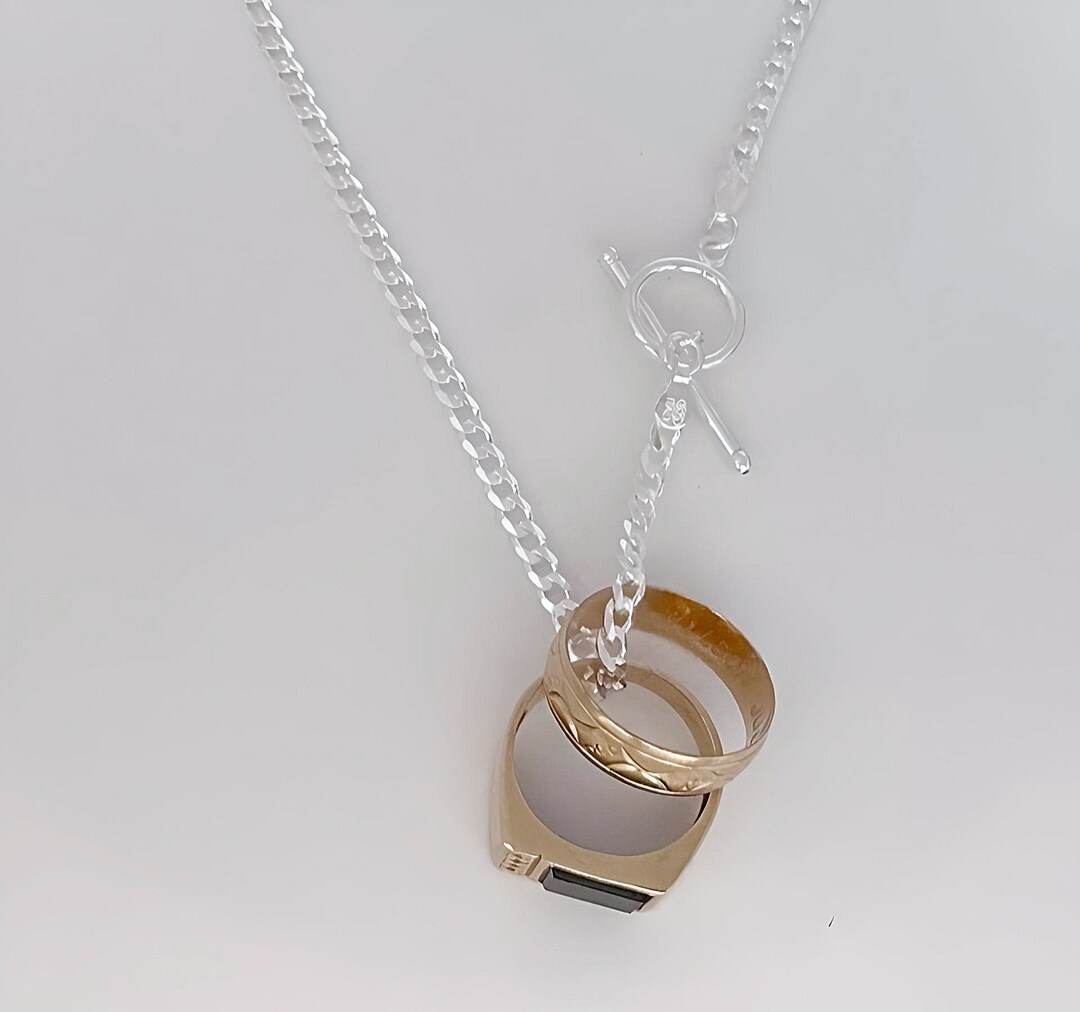 Sterling Silver Ring Holder Necklace, Men Ring Holder Jewelry. 14mm D