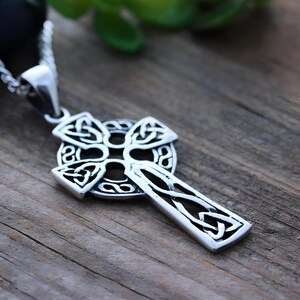 Triquetra Celtic Cross Necklace Sterling Silver Irish Trinity Cross ...