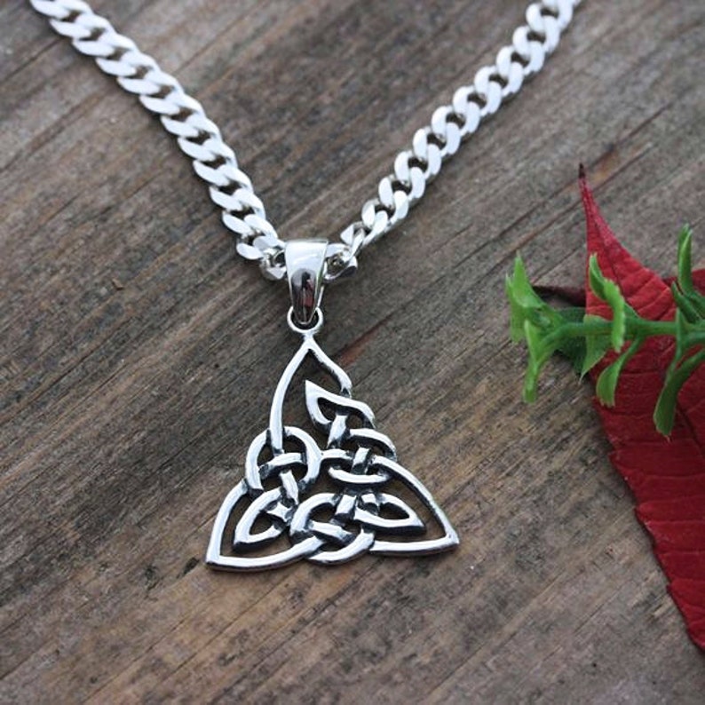 Sterling silver Celtic Knot Necklace, Triquetra Knot Celtic Jewelry, Mens Knot Necklace, Unisex Jewelry gift. Mens Celtic knot pendant. 9255 image 2