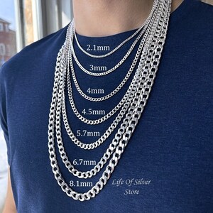 Men Chain Necklace 925 Sterling Silver 