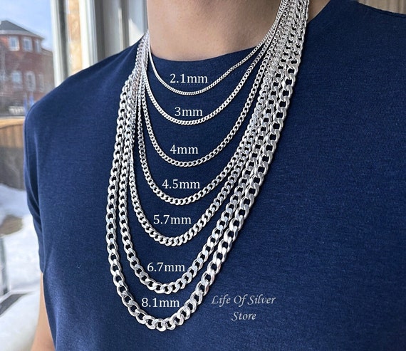 20 Inch 3mm 925 Sterling Silver Men's Cuban Link Chain Necklace