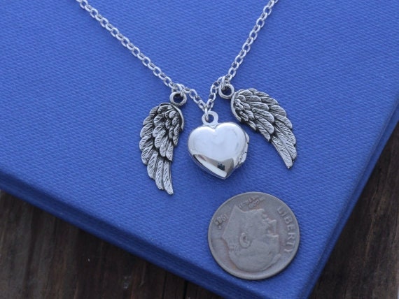 Angel Wings Heart Photo Locket Necklace - Heart Locket Necklace Copper –  ineffabless.com