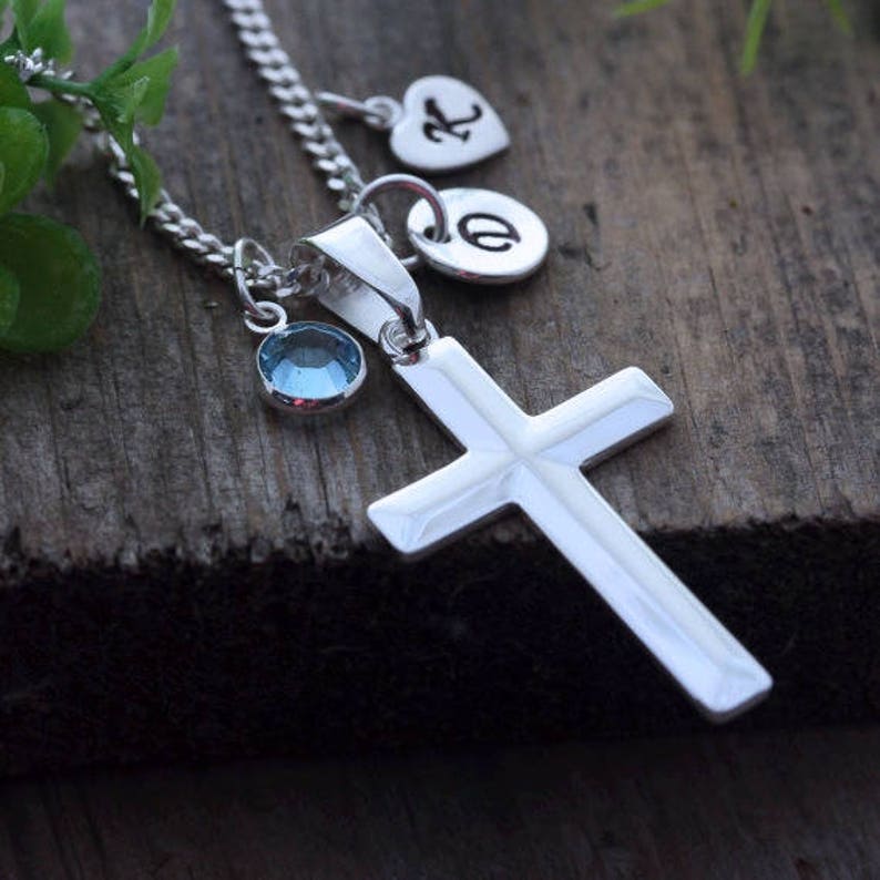 Personalized Sterling Silver Cross Necklace Elegant Custom - Etsy