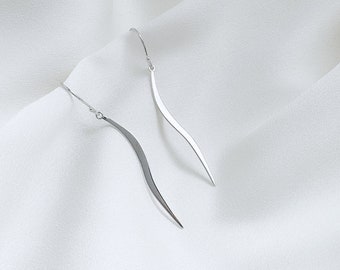 14k Gold or Sterling Silver Wave Earrings, Hypoallergenic Leverback Design or Hook, Minimalist Delicate. Pewter/Nickel/Lead-Free,
