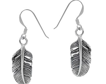 925 Sterling Silver Feather earrings. Select Small, Medium or Large. Leverback or Hook, Hypoallergenic Earring, Nickel Lead Free