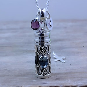 Sterling silver Genuine Aquamarine Stone, Last one Locket necklace, Perfume OR Pills Box Necklace,  Genuine Aquamarine. Aqua-683*