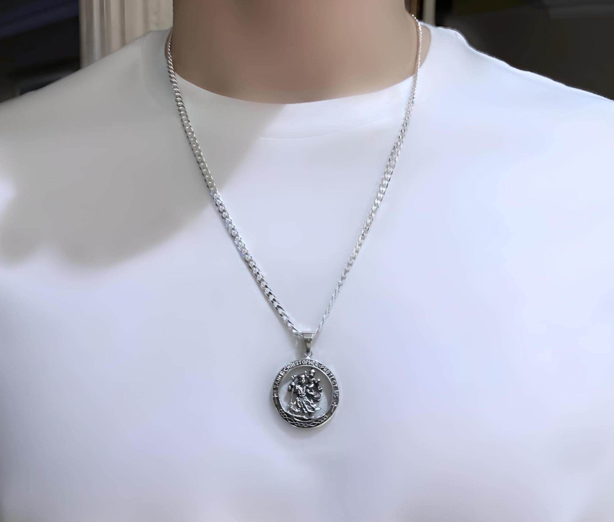 Collana Con Ciondolo A Forma Di Medaglia Religiosa Di San - Foto 5