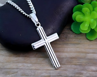 Sterling Silber Kleine Kreuz Halskette, elegantes Geschenk für Jungen, Teenager Kreuz Halskette, klassischer Kreuz Schmuck. Wählen Sie aus 5152 kette Herren Damen