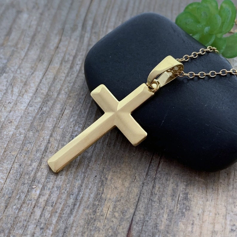 Laser engraved Cross Necklace EXCL Personalized Cross Necklace Gold Choose Chain Elegant Classic Cross Customized Cross necklace Gold