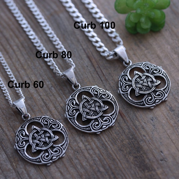 Irish Jewelry Mens Necklace Sterling Silver Trinity Knot Etsy