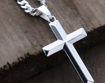 Elegante Sterling Silber Kreuz Halskette UNISEX Cross. Wählen Sie Dicke Kette für Männer & dünne Kette für Frauen. 5142#