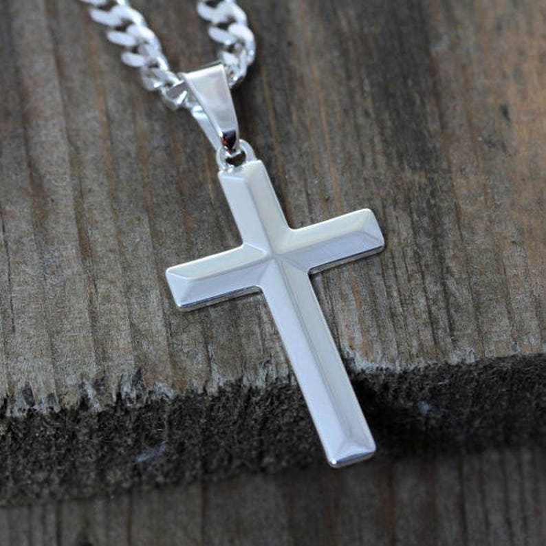 Sterling silver cross necklace Elegant unisex Silver cross | Etsy