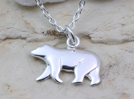 925 Sterling Silver Bear Necklace Bear Pendant Polar Bear Charm