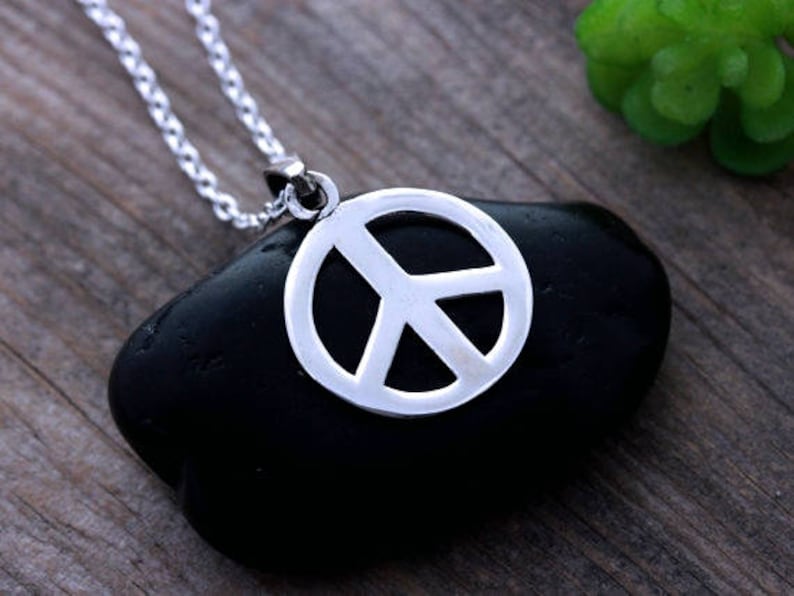 Chain Peace Sign Sterling Silver Peace Sign Necklace, Small Charms No Included. Silver ...