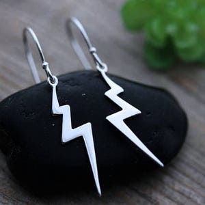 925 Sterling silver Lightning earrings, Lightning bolt Earring Jewelry, bolt earrings, Silver Thunderstorm earrings. Lightweight earrings