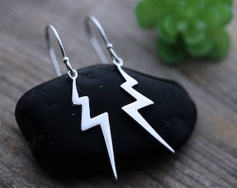 925 Sterling silver Lightning earrings, Lightning bolt Earring Jewelry, bolt earrings, Silver Thunderstorm earrings. Lightweight earrings