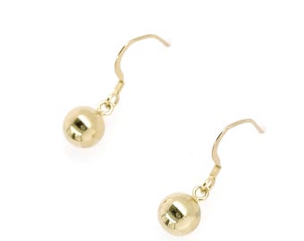 14k Gold Over Sterling Silver Ball Earrings: Hypoallergenic Leverback or Hook Options