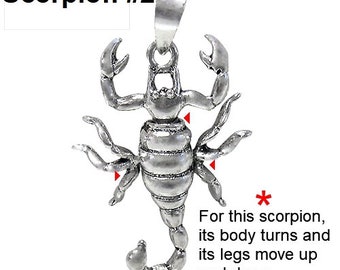 Sterling silver Scorpion Pendant Necklace, Choose Silver Scorpion Necklace, Zodiac Sign Scorpio. Sharp legs Not A Toy. Choose Chain