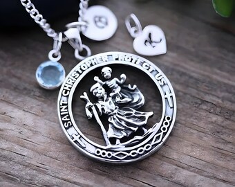 Collana Uomo Donna San Cristoforo Protettore - Catena Cristiana Portafortuna In Acciaio Oro