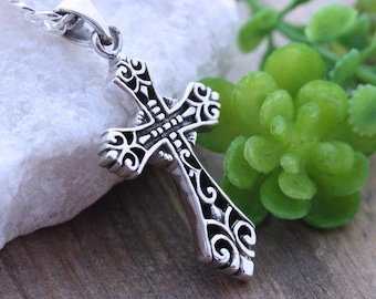 Cross, Sterling Silver Celtic Cross Necklace, Irish Cross Necklace, Silver Cross Necklace, Sterling Celtic Jewelry, Celtic cross. 5049