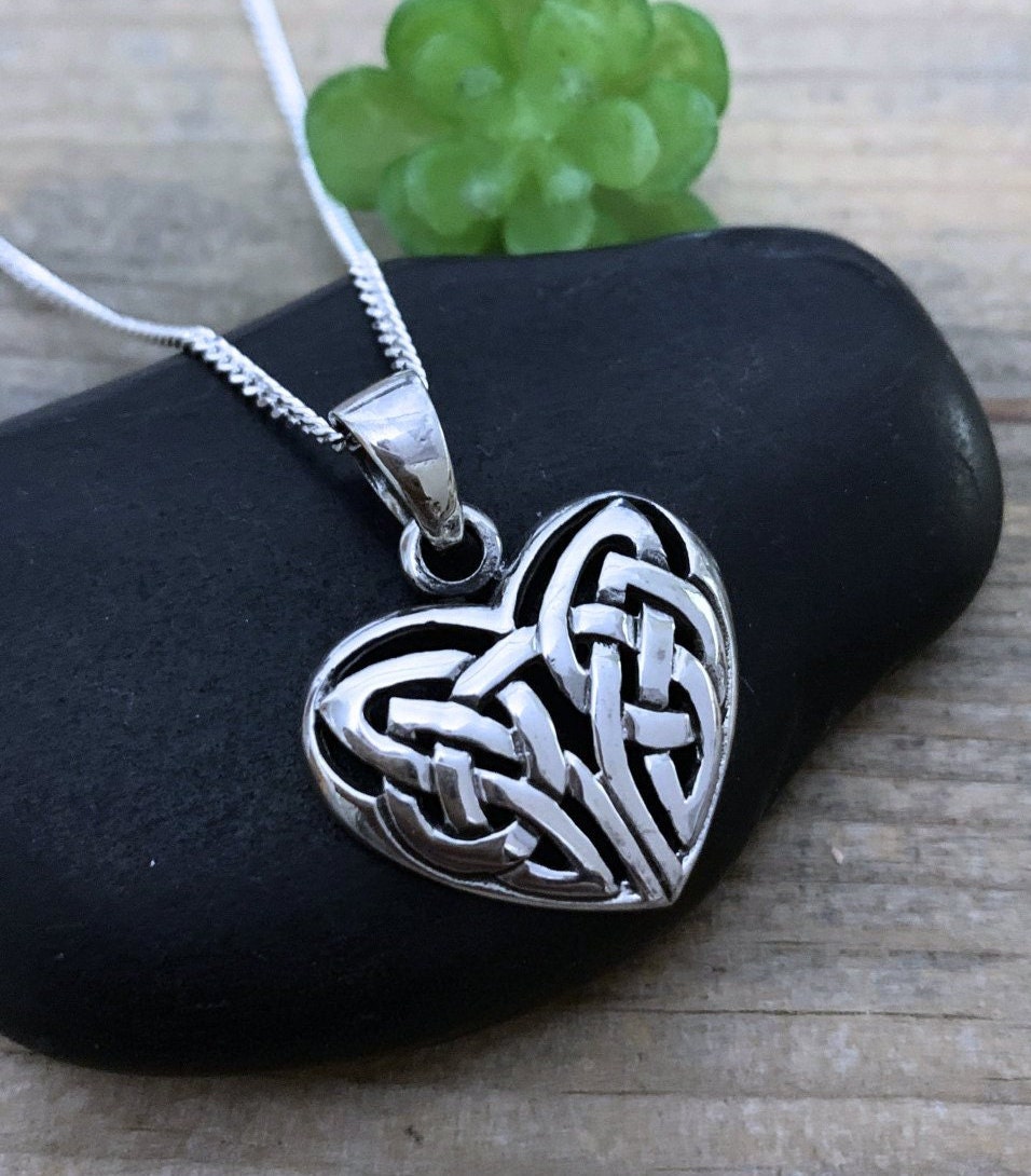 Sterling Silver Celtic Heart Pendant Irish Jewelry Celtic love knot Mother daughter Celtic JewelryPopular Celtic Heart. R-67