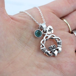 Claddagh Your Lucky Number & Name Personalized Sports Jersey Pendant In Sterling Silver - View #4