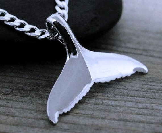 925 sterling silver chain and its 925 sterling pendant feather or whale tail