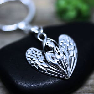 925 Sterling Silver pendants, Select Pendant for Keychain. Guardian Angel Keychain. Dragon. Locket Keychain. Round Ring-Chain silver plated