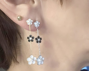 925 Sterling Silver Flower Stud Earrings with Mother of Pearl Flower stud earrings, Size 9x42mm