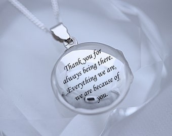 Personalized Sterling Silver Round Locket Custom Engraved Photo Locket Meaningful Memory Keepsake Gift for Loved One. Select Chain. 25mm. R4