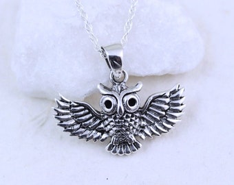 Owl Necklace, Sterling Silver Owl Necklace. Silver Owl Jewelry. customized Charms No Included