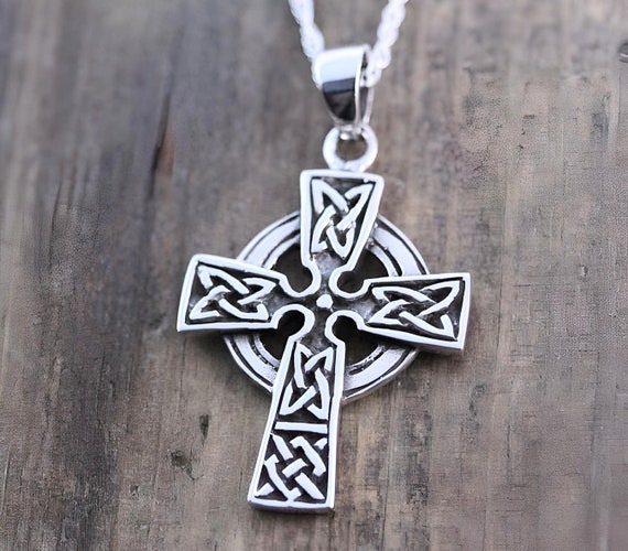 Celtic Cross Necklace for Men - Sterling Silver - 4731