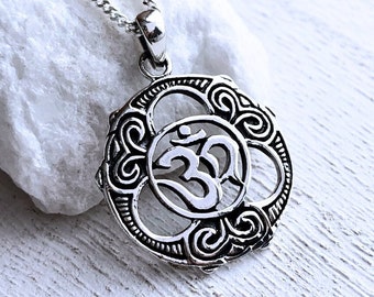 OM necklace in Sterling Silver. Choose Chain. UNISEX-