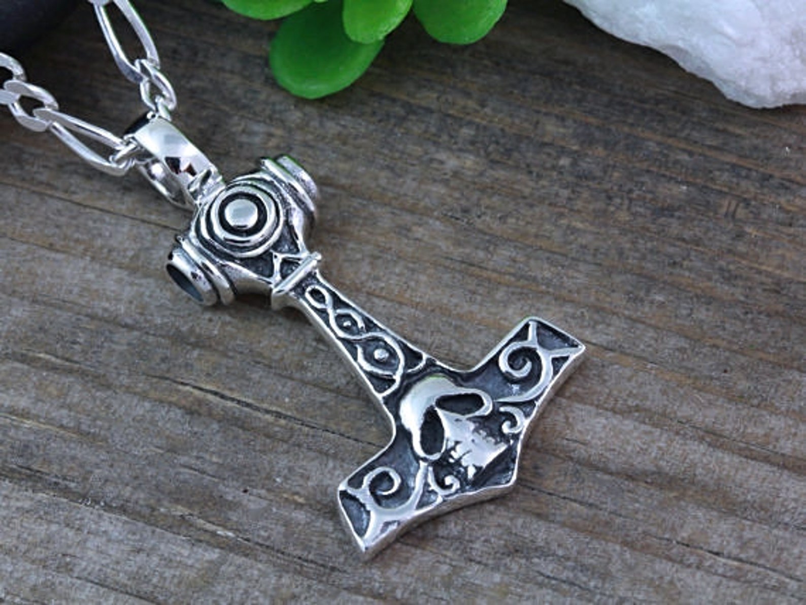 Sterling Silver Thor Hammer Necklace Mens Necklace. Skull Etsy