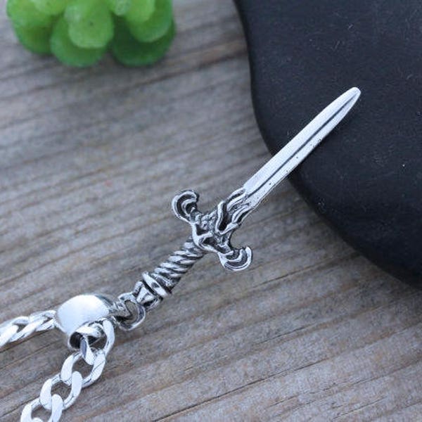 Sterling Silver Sword Necklace, Sword jewelry, silver pendant men, Daggers Jewelry, sword sterling chain, Jewelry for Men's, 189 R-5597