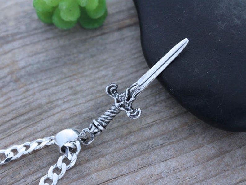 Sterling Silver Sword Necklace Sword jewelry silver pendant Etsy