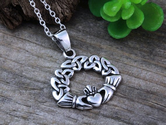 Sterling Silver Toucan Trinity Claddagh Pendant & Necklace 