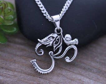 Ganesha Ohm necklace, Ganesha Om necklace, OM necklace, Ohm, silver Ohm necklace, Ganesha necklace,