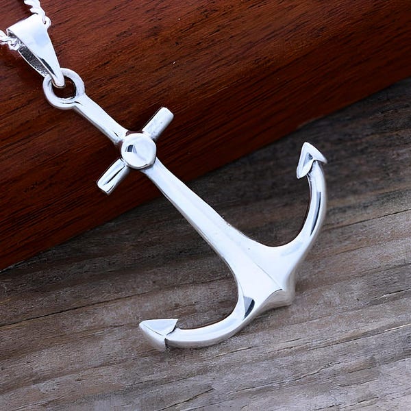 Ankarhalsband i sterlingsilver, ankarhänge, ankarsmycken i silver, Välj din italienska kedja Vänner, Kärlek, Välj din kedja. 168