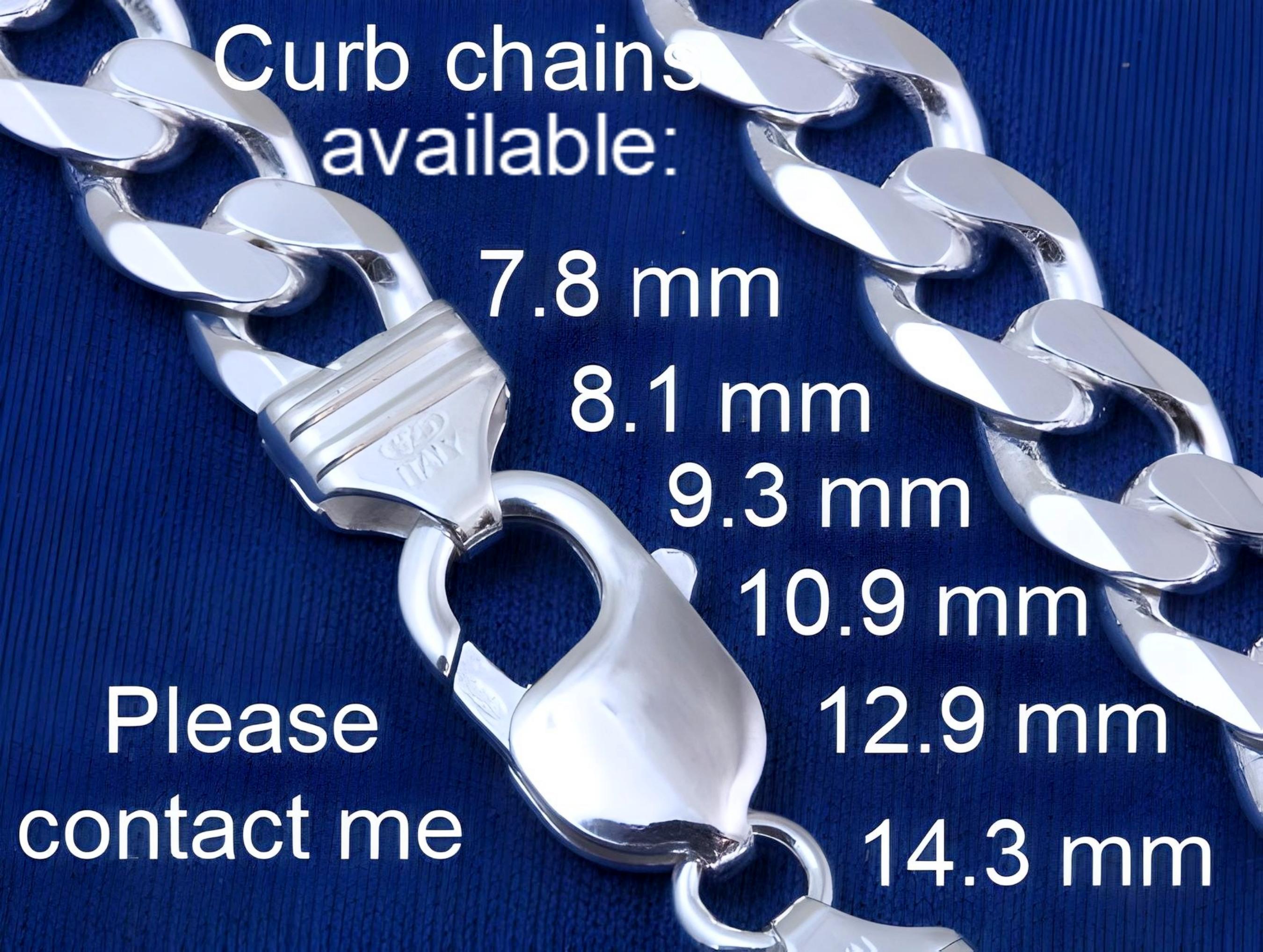 Solid 925 Sterling Silver Curb Chain Chunky Genuine Silver Thick Chain ...