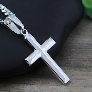 Sterling silver Cross Necklace Small Cross Pendant Necklace, Select Thick Chain Men’s Cross, Thin Chain Women’s Cross, Kids. 5141