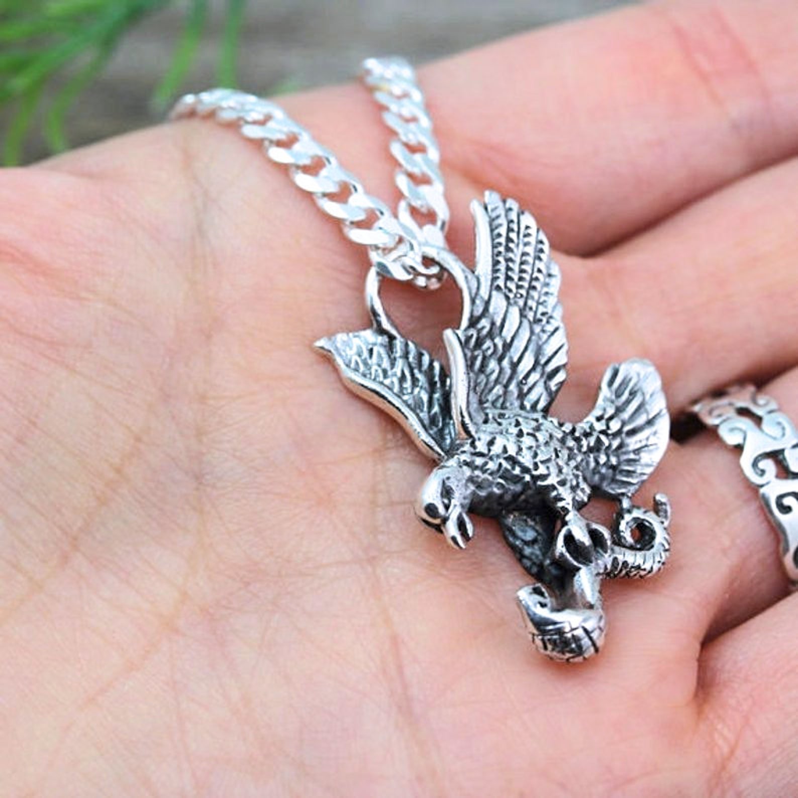 EAGLE Pendant Sterling Silver Eagle Necklace Mens Necklace Etsy