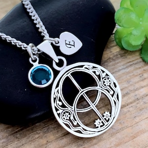 925 Sterling Silver Chalice Well Necklace Personalized Initial-Birthstone. Vesica Pisces Necklace. Customized Chalice Well. Choose chain