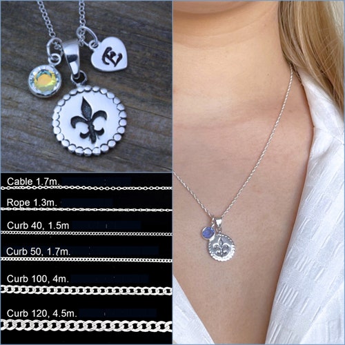 Italian Sterling Silver Fleur-De-Lis Necklace. 18&quot